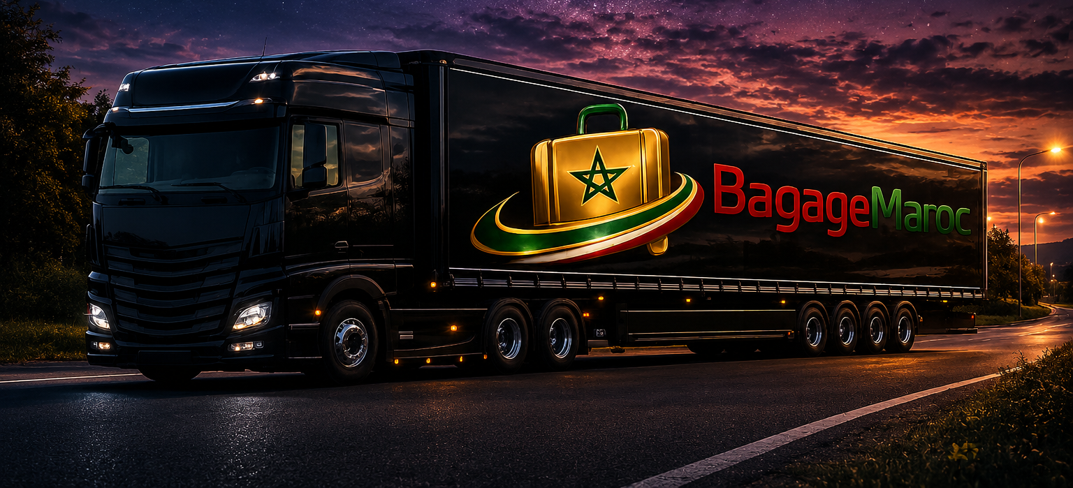 BagageMaroc vrachtwagen onderweg naar Marokko